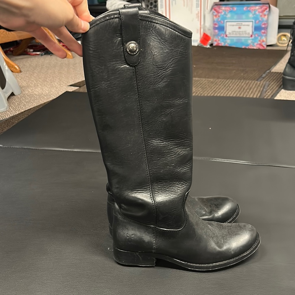 Frye Black Leather Riding Boots